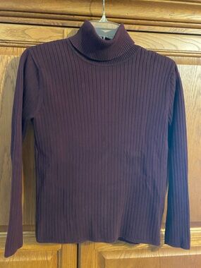 Talbots Plum Ribbed Turtleneck Sweater